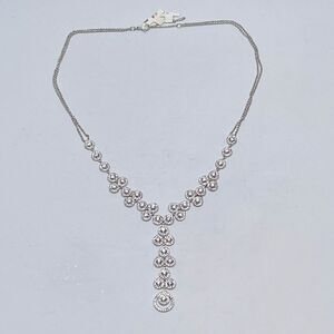 Y-drop crystal-dusted double chain necklace